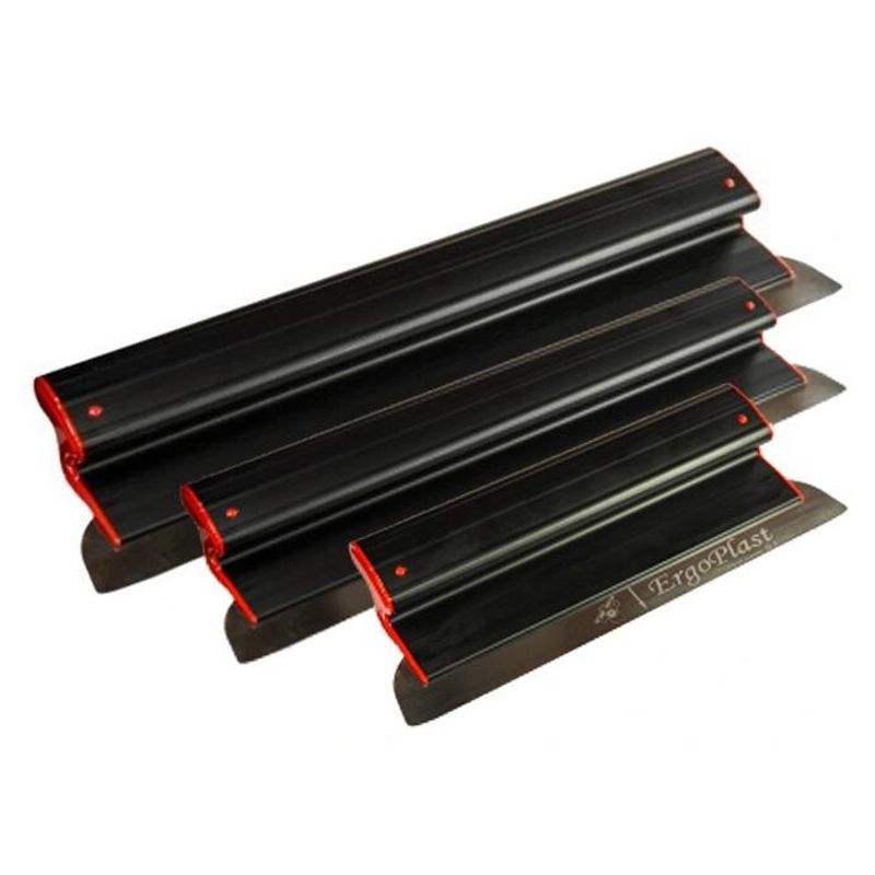 Casa si Gradina - Constructii - Vopsea si tencuieli - Unelte de vopsit si tencuit - Set 3 gletiere profesionale, inox, 40, 60, 80 cm, suport, maner telescopic 1.2-2.2 m, Ergoplast - Infinity.ro