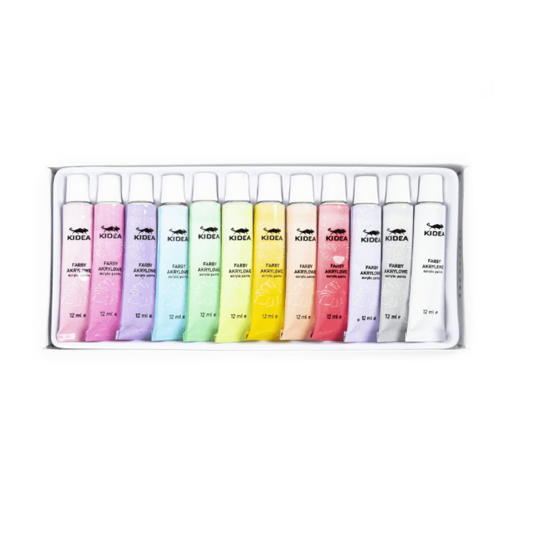 Carti si Birotica - Rechizite - Pictura si desen - Acuarele si culori - Set 12 acuarele pentru pictura, vopsele acrilice pastel, Kidea FAAP12KA - Infinity.ro