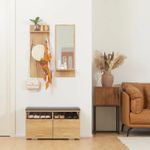 Casa si Gradina - Mobilier - Organizare si depozitare - Cuiere - Set mobilier hol, pal, cu pantofar, cuier, oglinda, natur, 3 piese - Infinity.ro