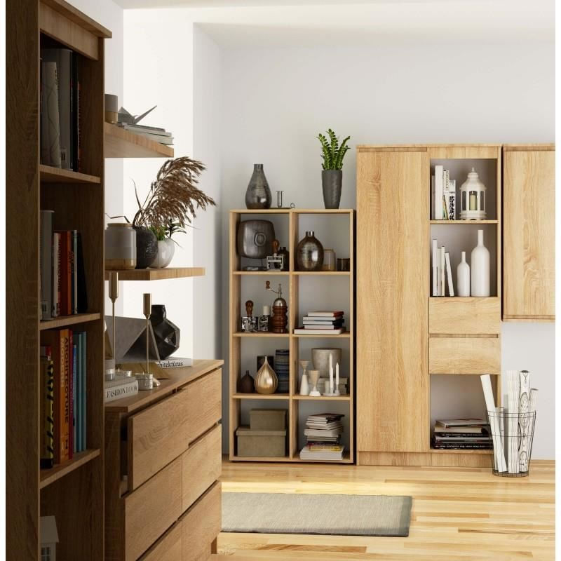 Casa si Gradina - Mobilier - Biblioteci si rafturi - Biblioteci - Biblioteca, placa laminata, 8 rafturi, stejar, 70.5x33x144 cm, Quad - Infinity.ro