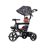 Jucarii, Copii si Bebe - Jucarii si jocuri - Jucarii de exterior - Triciclete - Tricicleta copii 2 - 5 ani, copertina neagra, maner parental, protectie - Infinity.ro