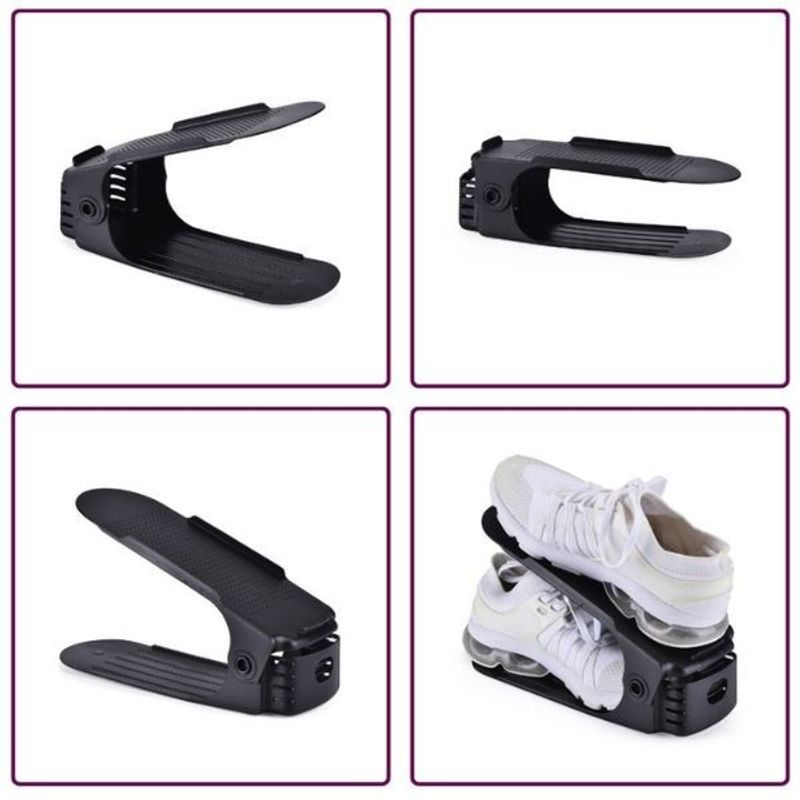 Casa si Gradina - Mobilier - Organizare si depozitare - Organizator incaltaminte - Set 20 buc, Organizator, Suport pentru Incaltaminte, Reglabil 3 Pozitii, 6×25.5×11/17 cm, Negru - Infinity.ro