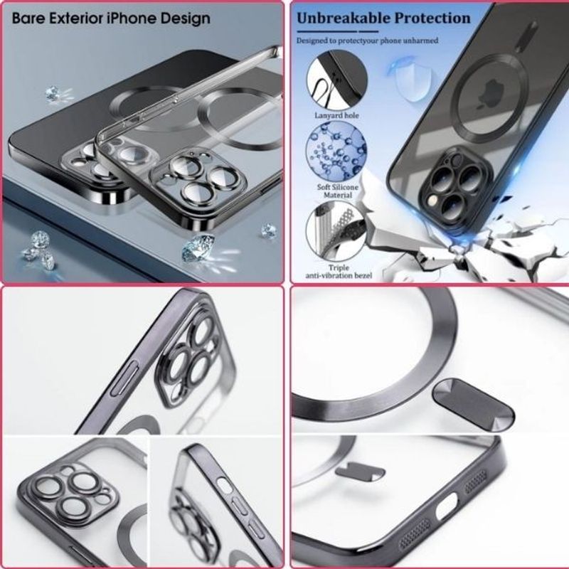 Laptop, Telefoane si Tablete - Telefoane mobile si accesorii - Accesorii Telefoane - Huse telefoane - Husa si Folie Protectie pentru iPhone 16 Pro TPU, Protectie si pentru Camera, MagSafe, Anti-Alunecare - Infinity.ro