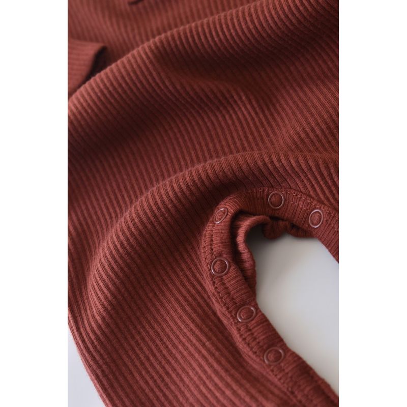 Fashion, accesorii si bijuterii - Copii - Imbracaminte copii - Salopete copii - Salopeta cu maneca lunga si pantaloni lungi din bumbac organic si modal - Caramiziu BabyCosy (Marime: 0-3 Luni) - Infinity.ro