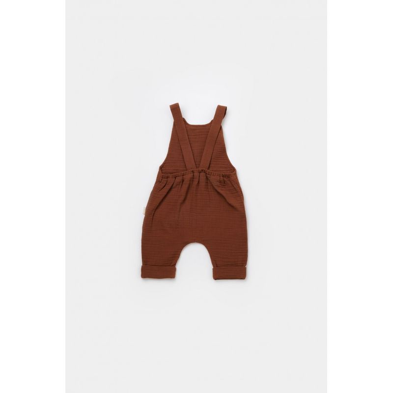 Fashion, accesorii si bijuterii - Copii - Imbracaminte copii - Salopete copii - Salopeta de vara cu buzunare din muselina, BabyCosy, 100% bumbac organic, caramiziu (Marime: 3-6 Luni) - Infinity.ro