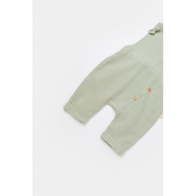 Fashion, accesorii si bijuterii - Copii - Imbracaminte copii - Salopete copii - Salopeta de vara cu pantaloni lungi din muselina, BabyCosy, 100% bumbac organic, verde (Marime: 18-24 Luni) - Infinity.ro