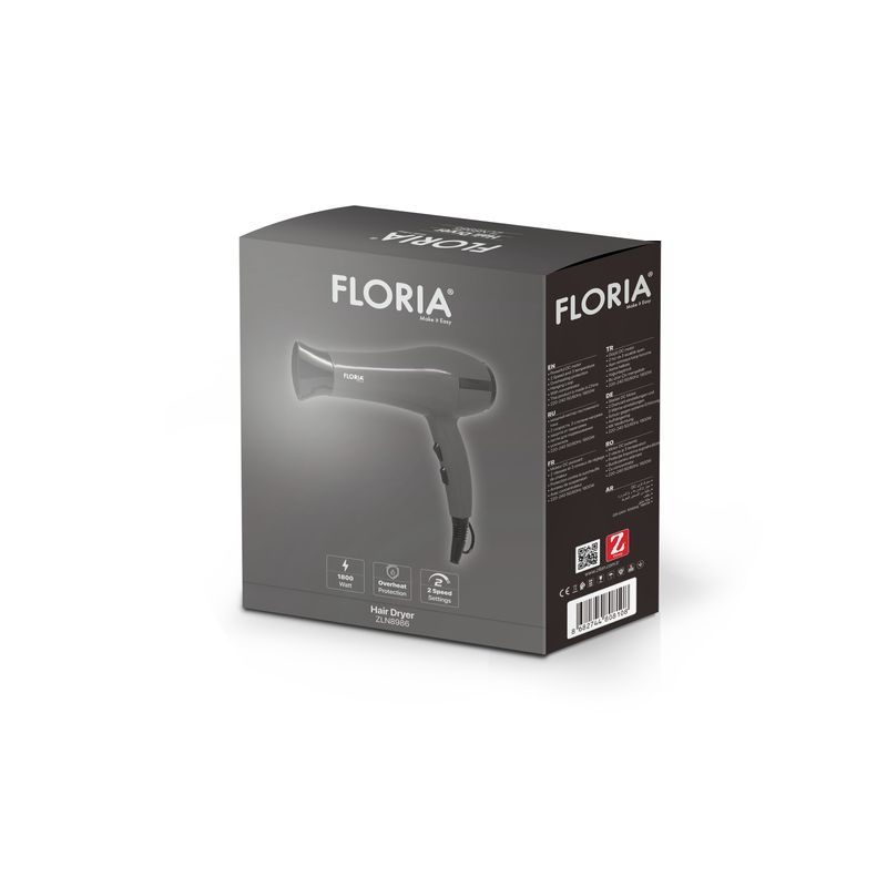 Ingrijire personala si Cosmetice - Aparate & accesorii ingrijire personala - Hair styling - Uscatoare de par - Uscator de par FLORIA, ZLN-8986, Gri Putere 1800 W - Infinity.ro