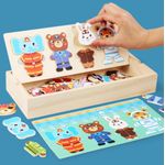 Jucarii, Copii si Bebe - Jucarii si jocuri - Jocuri si puzzle - Puzzle - Set puzzle incastru in cutie , Imbraca animalutele, 60 piese, 7Toys - Infinity.ro