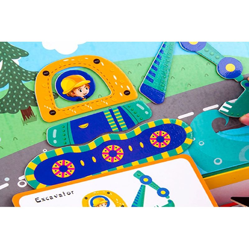 Jucarii, Copii si Bebe - Jucarii si jocuri - Jucarii & jocuri educative - Jocuri si jucarii educative - Joc educativ cu piese puzzle magnetice, vehicule, 7Toys - Infinity.ro