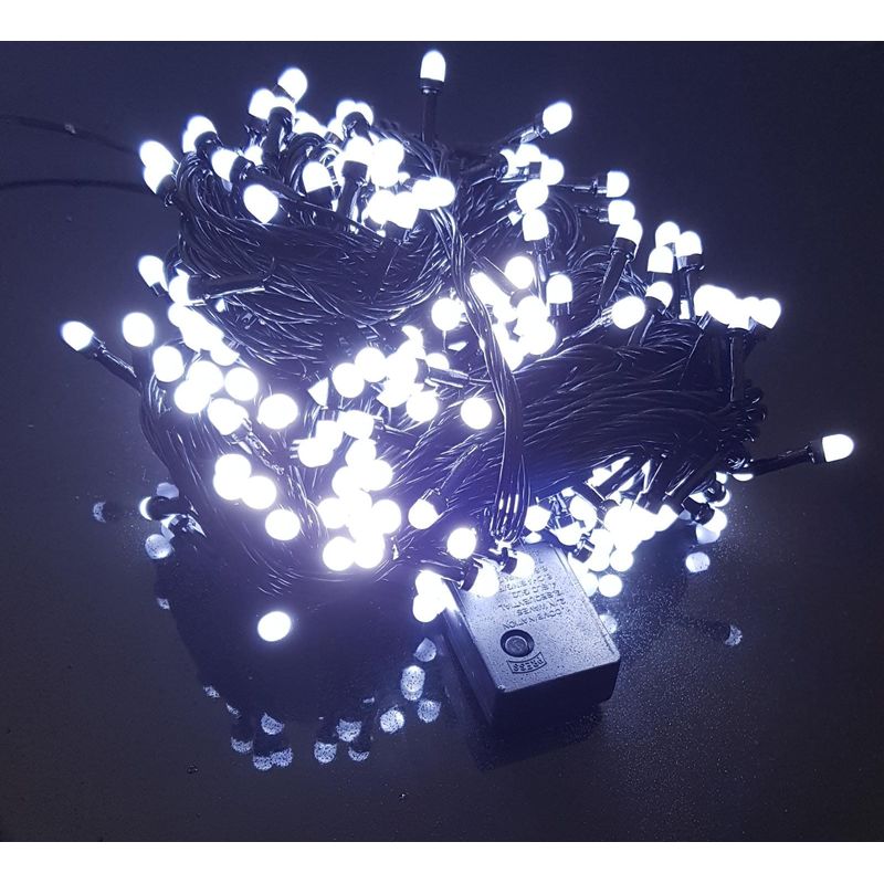 Casa si Gradina - Decoratiuni - Decoratiuni de sezon - Instalatie de Craciun, 10 m, Liniara, Alb Rece, 100 leduri q8, SDX, 8047W, fir negru / ghirlanda - Infinity.ro