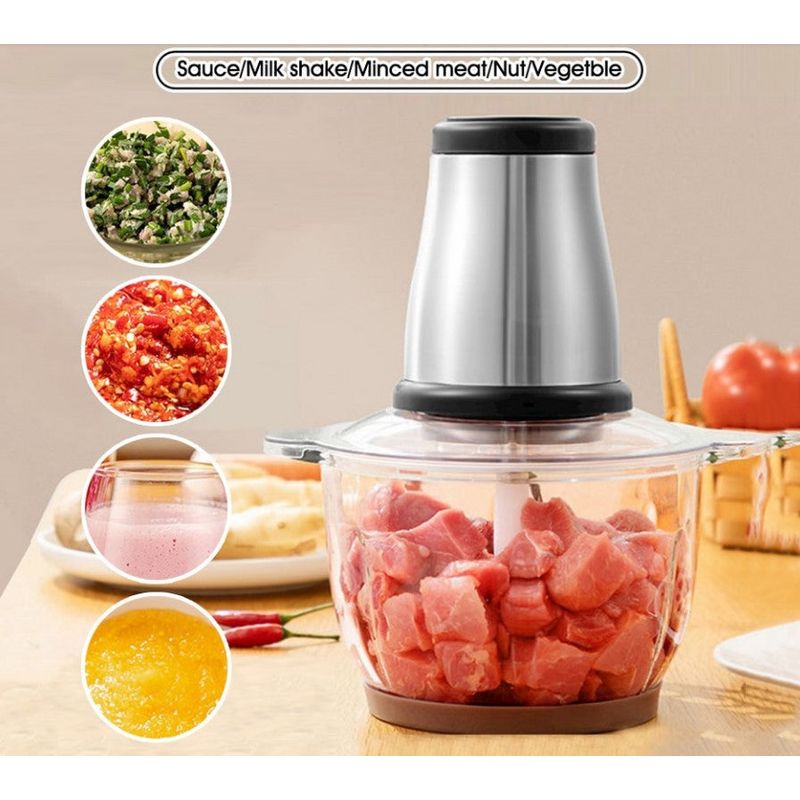 Electronice si Electrocasnice - Electrocasnice bucatarie - Mixere, tocatoare & roboti de bucatarie - Blendere si mini tocatoare - Aparat de tocat electric, 850W 2L, cu 2 viteze, din otel inoxidabil, argintiu - 2L - Infinity.ro