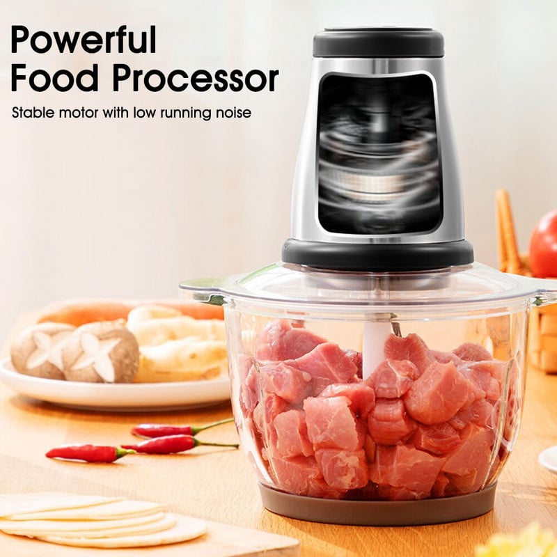 Electronice si Electrocasnice - Electrocasnice bucatarie - Mixere, tocatoare & roboti de bucatarie - Blendere si mini tocatoare - Aparat de tocat electric, 850W 2L, cu 2 viteze, din otel inoxidabil, argintiu - 2L - Infinity.ro