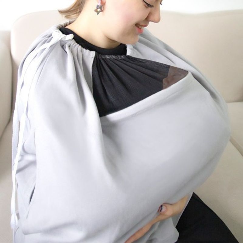 Jucarii, Copii si Bebe - Maternitate - Accesorii alaptare - Sal pentru alaptare cu fereastra din tul BabyJem (Culoare: Gri) - Infinity.ro