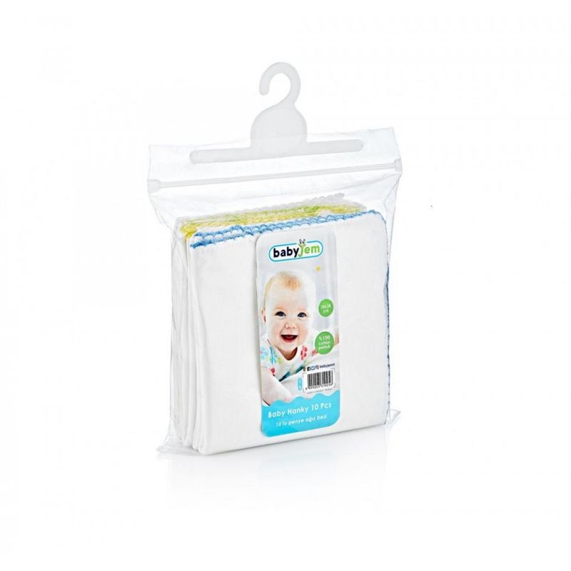 Jucarii, Copii si Bebe - Hrana si alaptare - Biberoane, suzete si accesorii hranire - Articole hranire bebelusi - Set 10 batistute BabyJem din bumbac pentru copii 28x28 cm - Infinity.ro