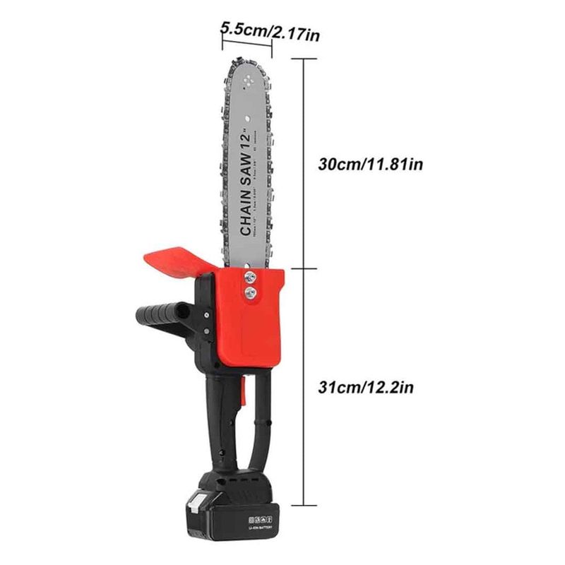 Casa si Gradina - Constructii - Scule electrice si accesorii - Fierastraie electrice - Drujba electrica cu lant, putere 1200W, 2 Acumulatori de 48V, 4200rpm, rosu-negru - Infinity.ro