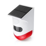 Casa si Gradina - Electrice - Smart Home - Alarme si accesorii - Alarma cu detector de miscare PIR, incarcare solara sau USB, IP65, cu telecomanda, control din aplicatie, alb-rosu - Infinity.ro