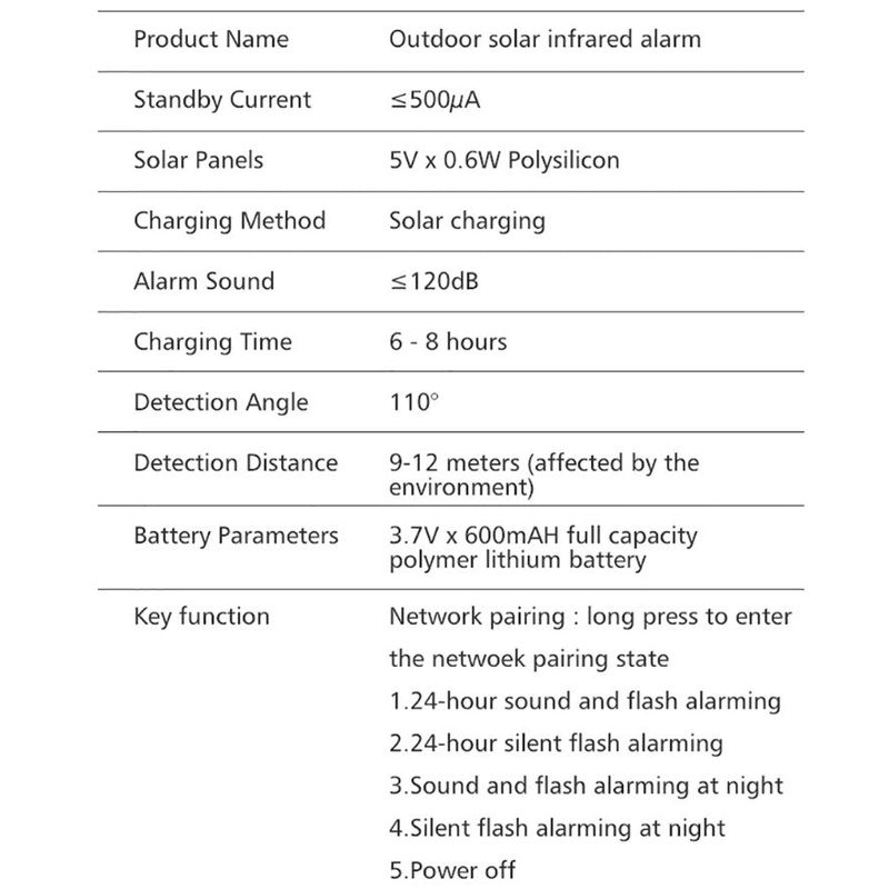 Casa si Gradina - Electrice - Smart Home - Alarme si accesorii - Alarma cu detector de miscare PIR, incarcare solara sau USB, IP65, cu telecomanda, control din aplicatie, alb-rosu - Infinity.ro