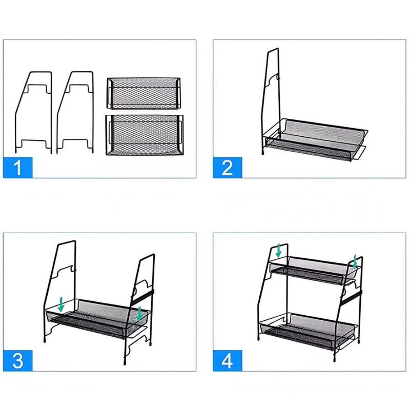 Casa si Gradina - Bucatarie si vesela - Organizare si depozitare bucatarie - Organizator metalic multifunctional, cu 2 nivele, ideal pentru cosmetice sau condimente, negru - Infinity.ro