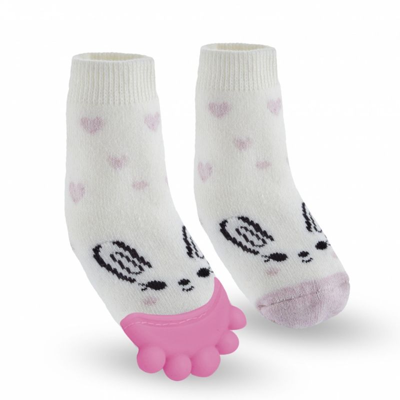 Jucarii, Copii si Bebe - Jucarii si jocuri - Jucarii bebelusi - Jucarii pentru dentitie - Sosete cu accesoriu dentitie BabyJem Teether Socks (Culoare: Gri) - Infinity.ro