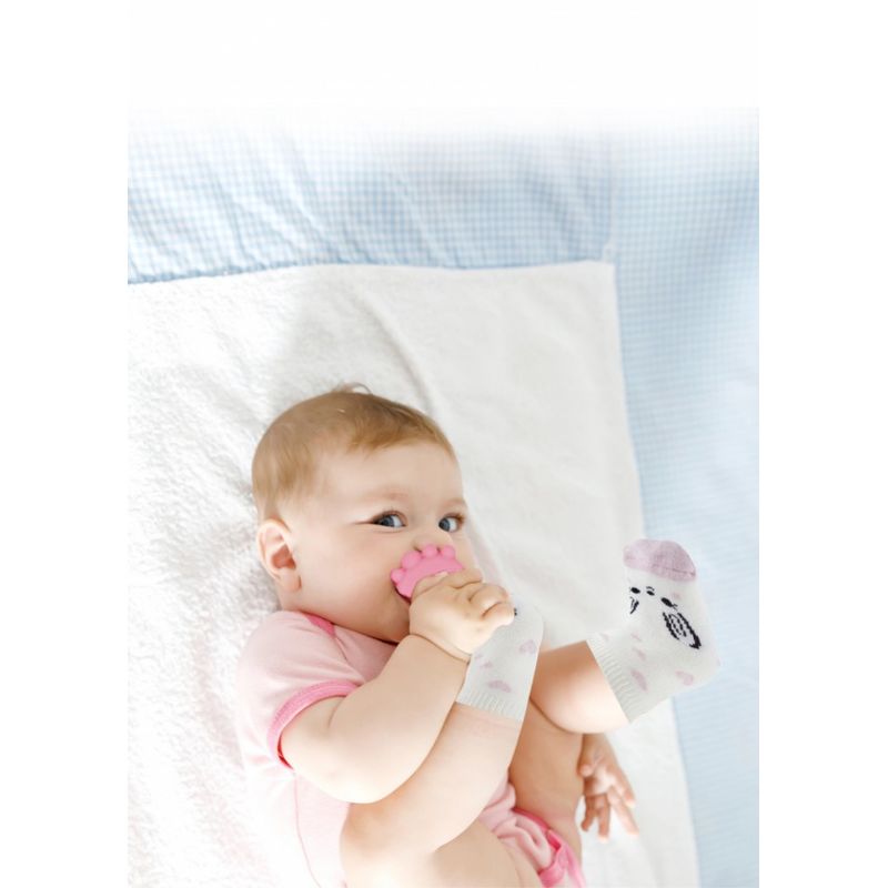 Jucarii, Copii si Bebe - Jucarii si jocuri - Jucarii bebelusi - Jucarii pentru dentitie - Sosete cu accesoriu dentitie BabyJem Teether Socks (Culoare: Gri) - Infinity.ro