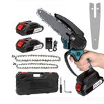 Casa si Gradina - Constructii - Scule electrice si accesorii - Fierastraie electrice - Mini drujba electrica fara fir, cu 2 lame de 4 si 6", 4 lanturi, 2 acumulatori 1300mAh si o putere de 300W - Infinity.ro