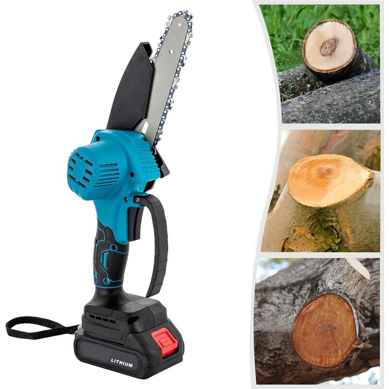 Casa si Gradina - Constructii - Scule electrice si accesorii - Fierastraie electrice - Mini drujba electrica fara fir, cu 2 lame de 4 si 6", 4 lanturi, 2 acumulatori 1300mAh si o putere de 300W - Infinity.ro