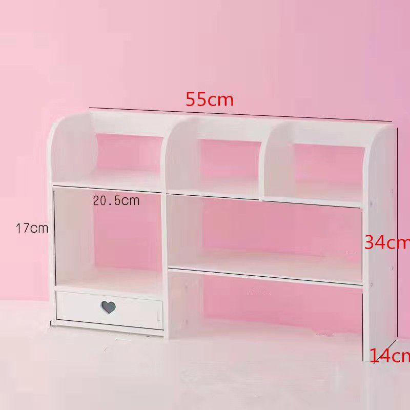 Casa si Gradina - Mobilier - Biblioteci si rafturi - Etajere - Etajeta pentru Birou, cu 6 Compartimente si un Sertar, PVC, 55x14x34cm, Alb - Infinity.ro