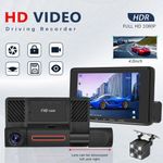 Auto si Moto - Electronice auto - Camere auto si DVR - Camera Tripla Auto DVR, Display 4", Full HD 1080p, Unghi de 170°, Negru - Infinity.ro