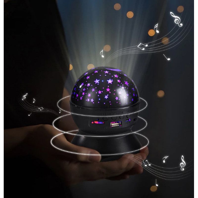 Casa si Gradina - Corpuri si surse de iluminat - Veioze si lampi - Lampi de veghe copii - Proiector LED cer instelat, cu difuzor bluetooth, control din telefon, USB, negru - Infinity.ro