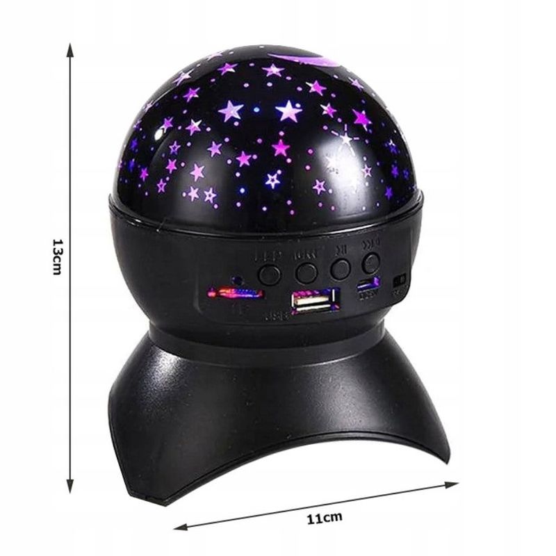 Casa si Gradina - Corpuri si surse de iluminat - Veioze si lampi - Lampi de veghe copii - Proiector LED cer instelat, cu difuzor bluetooth, control din telefon, USB, negru - Infinity.ro