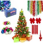 Casa si Gradina - Decoratiuni - Decoratiuni de sezon - Set Brad Artificial de Craciun cu 48 Accesorii, Inclusiv Instalatie 100 LED-uri de 4m, 1.8m Inaltime, Verde - Infinity.ro