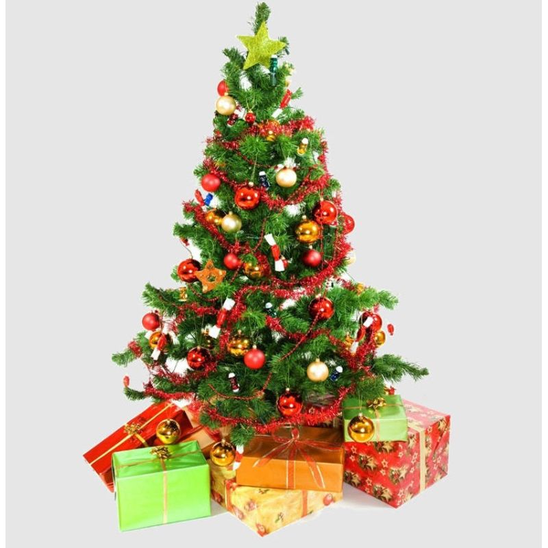 Casa si Gradina - Decoratiuni - Decoratiuni de sezon - Set Brad Artificial de Craciun cu 48 Accesorii, Inclusiv Instalatie 100 LED-uri de 4m, 1.8m Inaltime, Verde - Infinity.ro