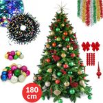 Casa si Gradina - Decoratiuni - Decoratiuni de sezon - Set Brad Artificial de Craciun cu 48 Accesorii, Inclusiv Instalatie 100 LED-uri de 4m, 1.8m Inaltime, Verde - Infinity.ro