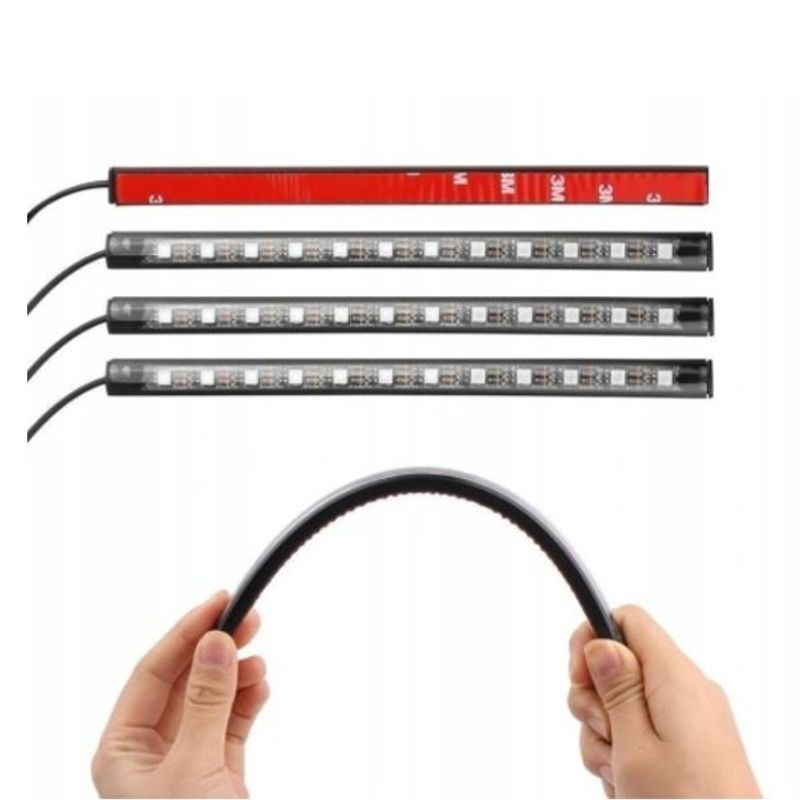 Auto si Moto - Electrice auto - Iluminare si semnalizare - Lumini ambientale - Kit lumini auto 48 LED-uri, Iluminare RGB, Control cu telecomanda - Negru - Infinity.ro