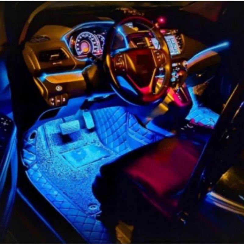 Auto si Moto - Electrice auto - Iluminare si semnalizare - Lumini ambientale - Kit lumini auto 48 LED-uri, Iluminare RGB, Control cu telecomanda - Negru - Infinity.ro