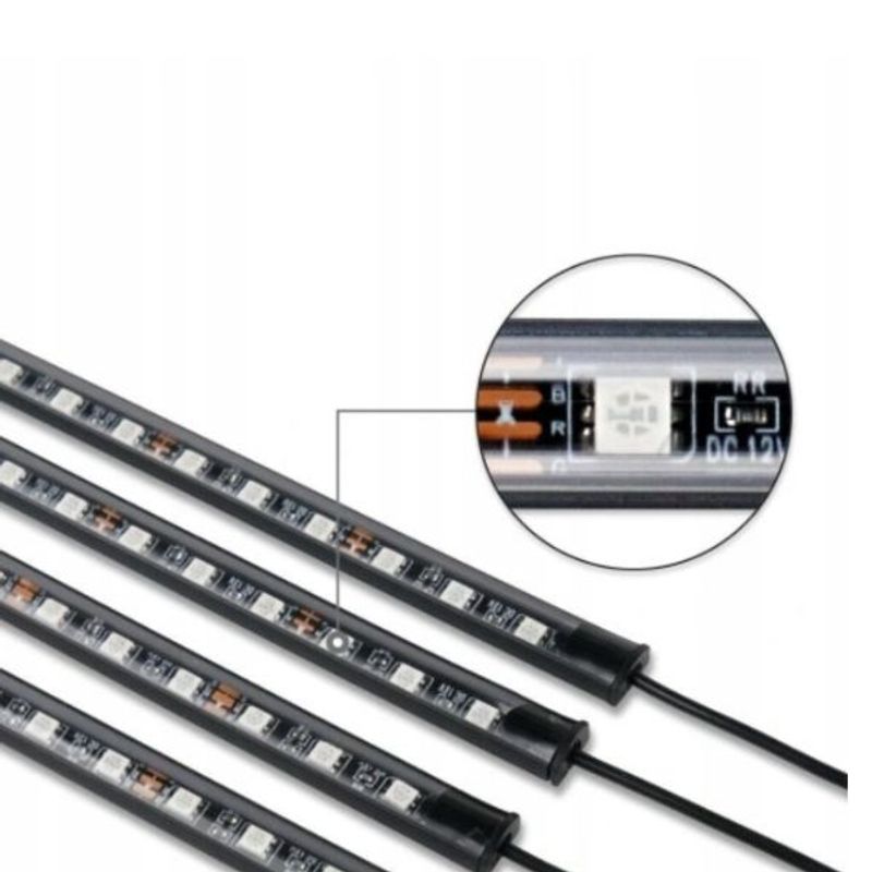 Auto si Moto - Electrice auto - Iluminare si semnalizare - Lumini ambientale - Kit lumini auto 48 LED-uri, Iluminare RGB, Control cu telecomanda - Negru - Infinity.ro