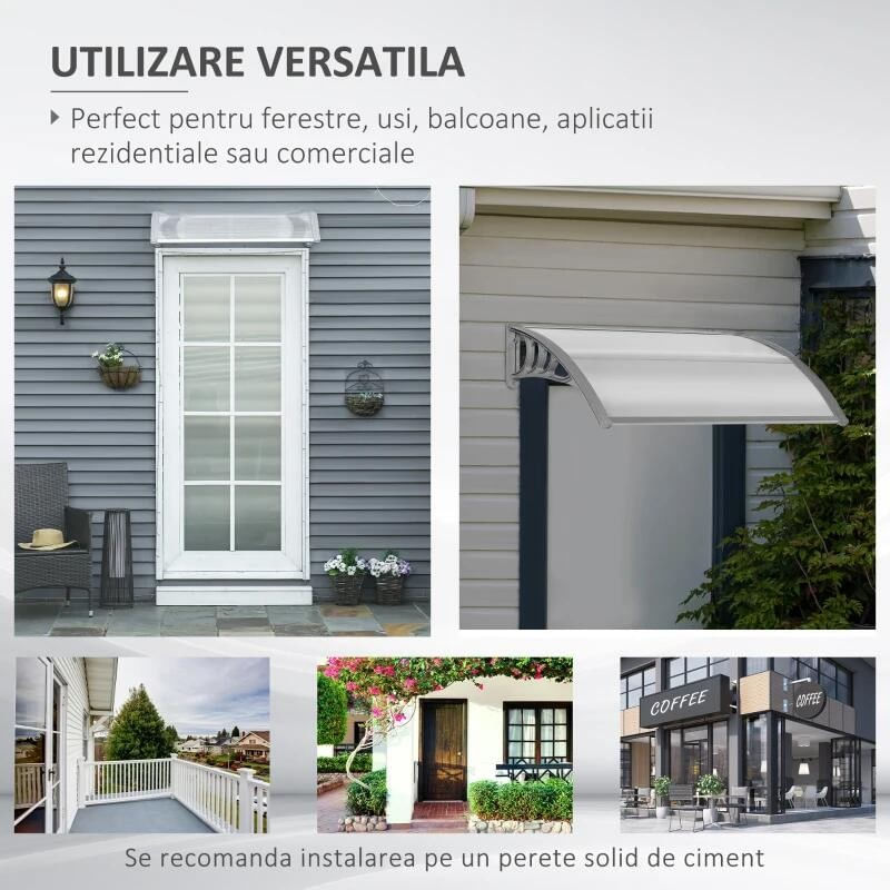 Casa si Gradina - Gradina si terasa - Umbrele si pavilioane - Umbrele - Copertina marchiza, policarbonat, transparent, 100x80x23 cm - Infinity.ro