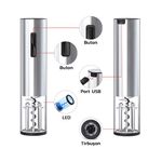 Casa si Gradina - Bucatarie si vesela - Accesorii bar - Tirbusoane si dopuri - Set cu tirbuson electric si cutter, cu incarcare USB, argintiu - Infinity.ro