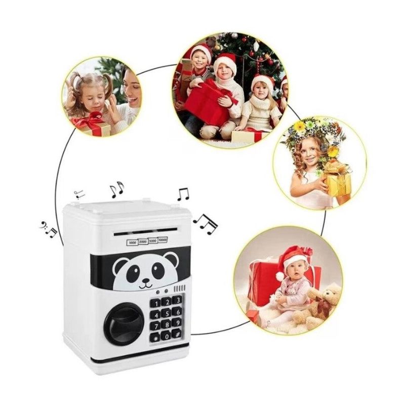 Carti si Birotica - Birotica - Accesorii de birou - Pusculite - Pusculita Panda pentru copii 3 ani+, cu functie ATM, cod pin si seif, alb cu negru - Infinity.ro