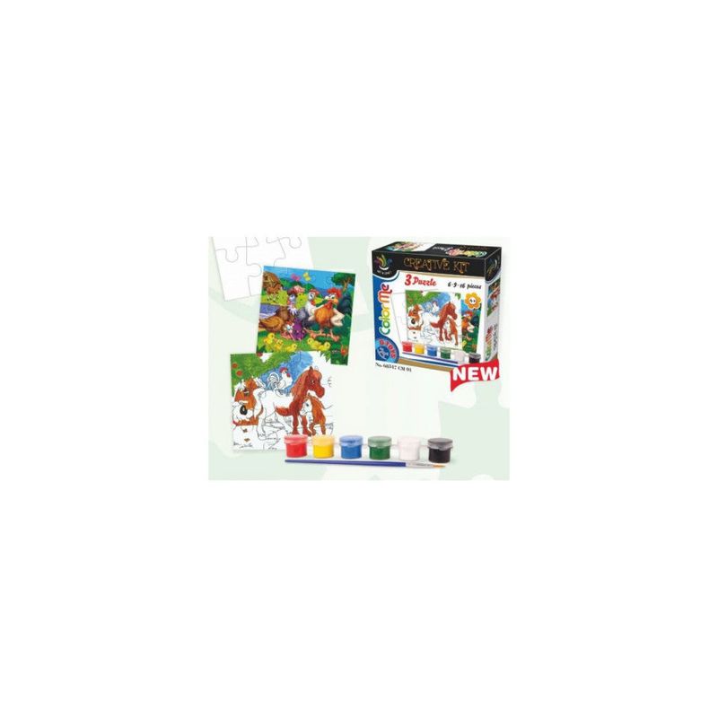 Jucarii, Copii si Bebe - Jucarii si jocuri - Jocuri si puzzle - Puzzle - Set 3 puzzle-uri de colorat D-Toys - Color Me, 6/9/16 piese pentru copii - Infinity.ro