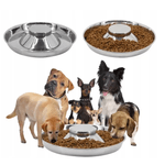 Petshop - Accesorii petshop - Castroane si adapatori - Bol circular pentru Caini si Pisici din Metal, Ideal pentru Apa, Hrana Uscata sau Umeda, Diametru 26cm - Infinity.ro