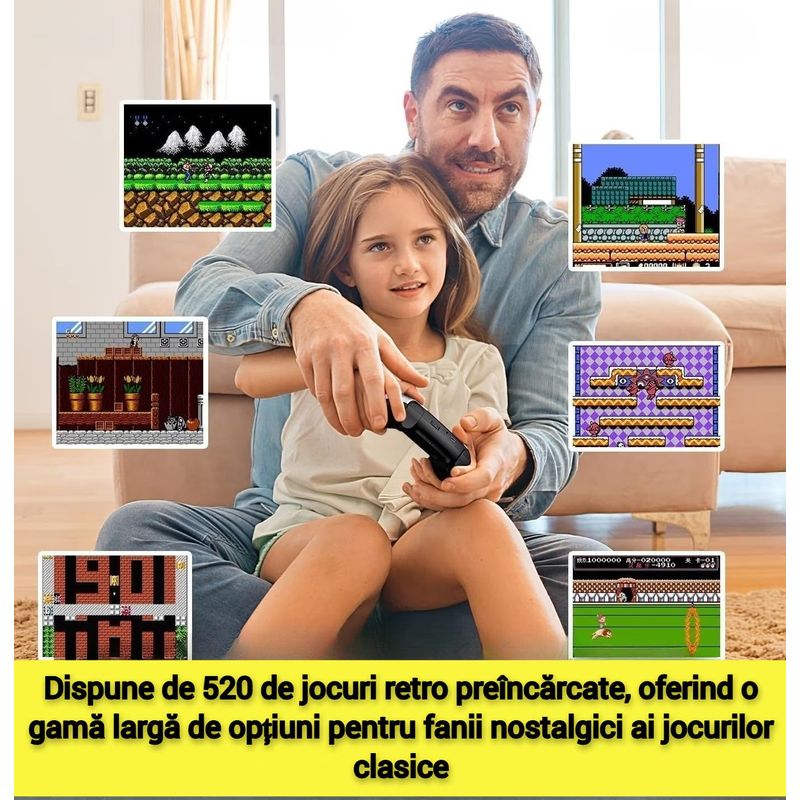 PC, gaming si accesorii - Gaming - Console gaming - Consola jocuri video P5, portabila, 520 jocuri retro, rezolutie 320x240 - White - Infinity.ro