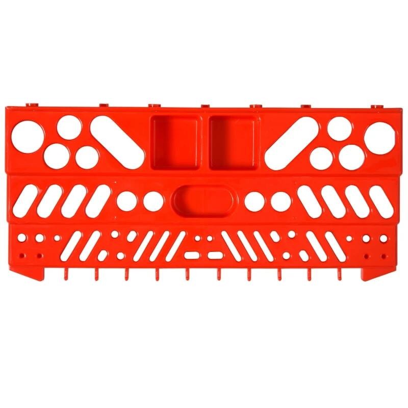 Casa si Gradina - Constructii - Depozitare, transport si protectie - Organizatoare si cutii scule - Panou scule, PP, 2 module, 2 rafturi tip suport, 50 de carlige, gri si rosu, max 30 kg, 95.5x53.5 cm - Infinity.ro