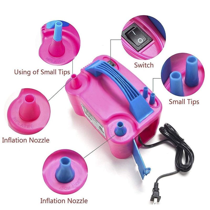 Sport si Outdoor - Ciclism - Accesorii pentru biciclete - Pompe biciclete - Pompa electrica dubla pentru umflat baloane cu aer, 600W, 220V, roz - Infinity.ro