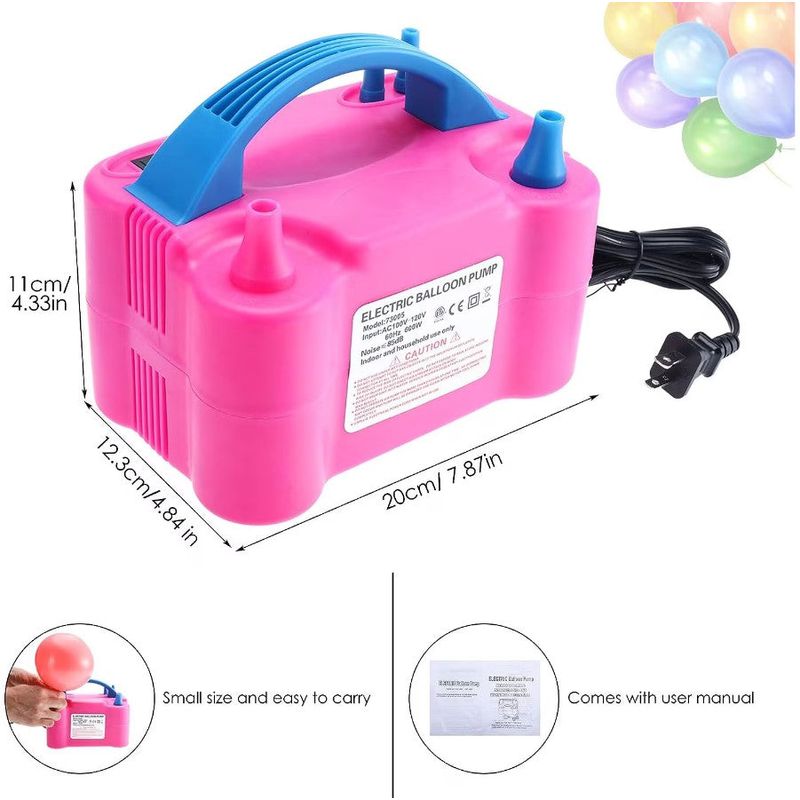 Sport si Outdoor - Ciclism - Accesorii pentru biciclete - Pompe biciclete - Pompa electrica dubla pentru umflat baloane cu aer, 600W, 220V, roz - Infinity.ro