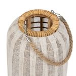 Casa si Gradina - Decoratiuni - Aromaterapie si lumanari - Suporturi lumanari - Lucerna Bej Natural Bambus Geam 20 x 20 x 33 cm - Infinity.ro