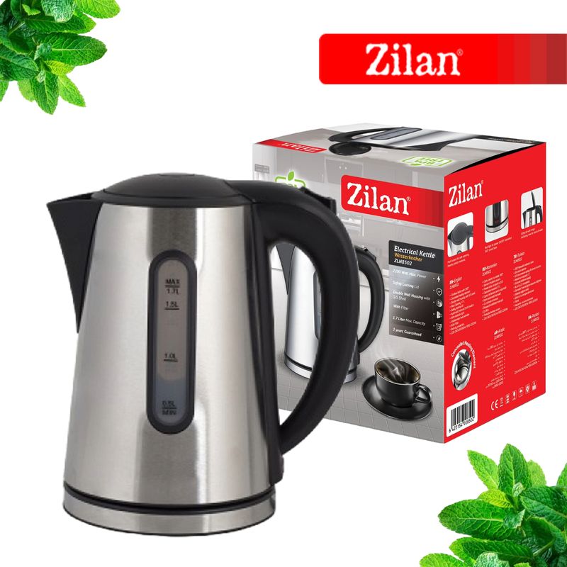 Electronice si Electrocasnice - Electrocasnice bucatarie - Preparare bauturi - Fierbatoare de apa - Fierbator electric Zilan ZLN-8502, 1.7 l, 2200 W, Inox - Infinity.ro