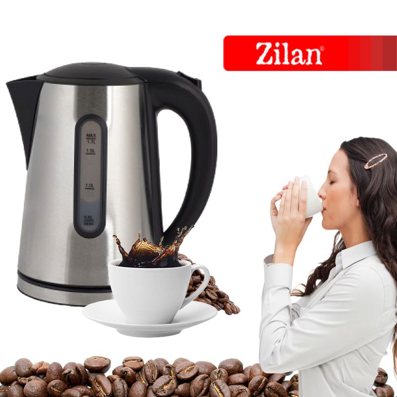 Electronice si Electrocasnice - Electrocasnice bucatarie - Preparare bauturi - Fierbatoare de apa - Fierbator electric Zilan ZLN-8502, 1.7 l, 2200 W, Inox - Infinity.ro