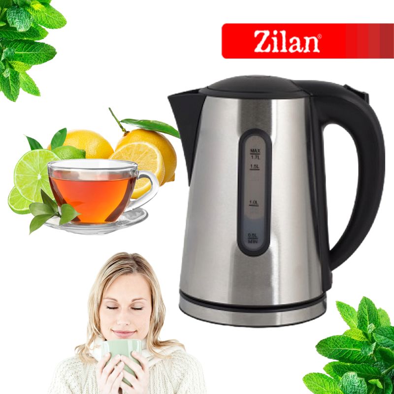 Electronice si Electrocasnice - Electrocasnice bucatarie - Preparare bauturi - Fierbatoare de apa - Fierbator electric Zilan ZLN-8502, 1.7 l, 2200 W, Inox - Infinity.ro