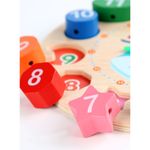 Jucarii, Copii si Bebe - Jucarii si jocuri - Jucarii & jocuri educative - Jocuri si jucarii educative - Jucarie Educativa, Tip Montessori, Model Ceas Pinguin, din Lemn, + 36 Luni, 12 Piese, 17.2 cm, Multicolor - Infinity.ro